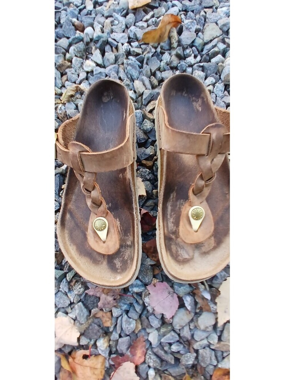 Birkenstock Gizeh Braided Oiled Leather Sandals in Cognac Sz 8?